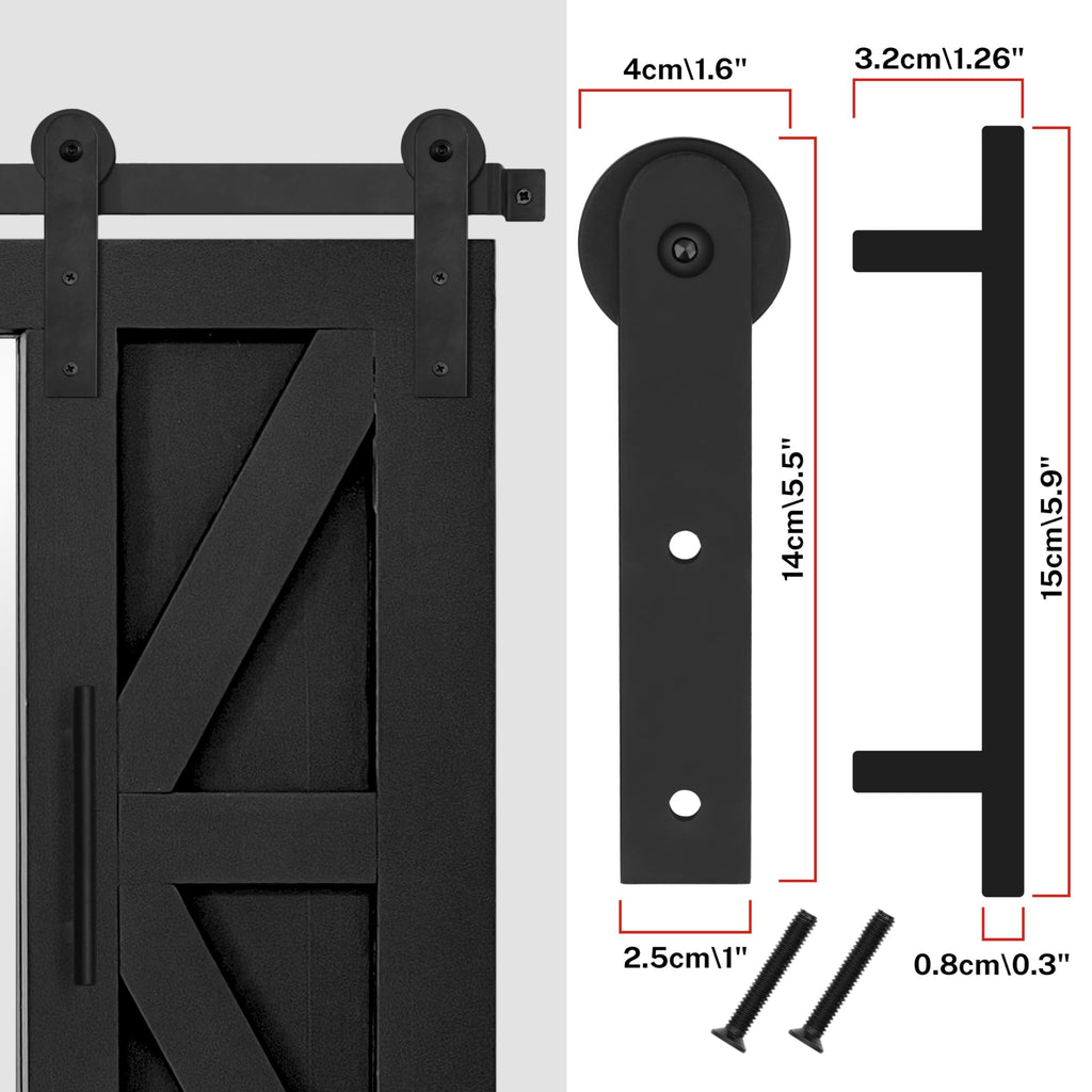 Farmhouse Barn Door Mirror - 37" x 26" Wall Mirror Rustic Black
