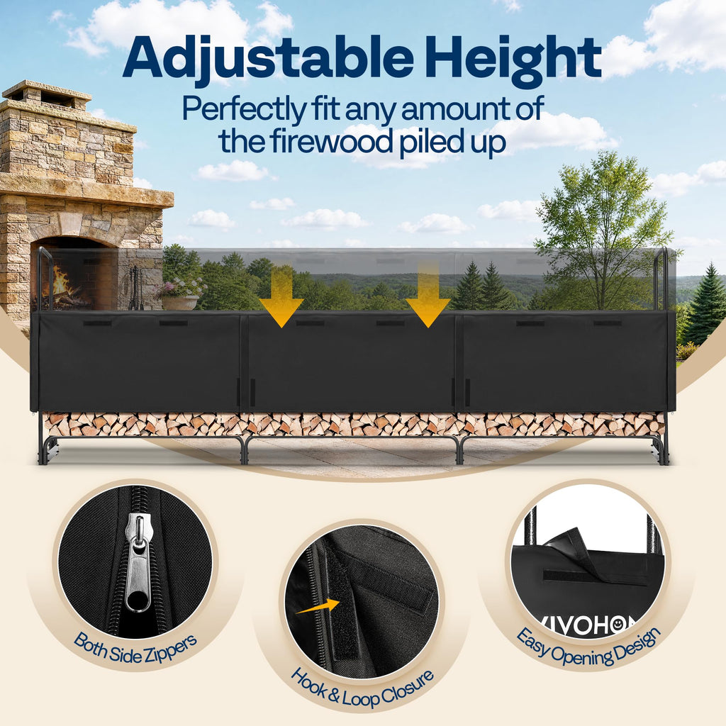 12ft Waterproof Log Rack Cover