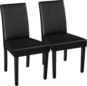 Dining Chairs Set of 2 Faux Leather Modern Dining Room Chairs with Rubberwood Legs and Padded Seat for Kitchen/Living