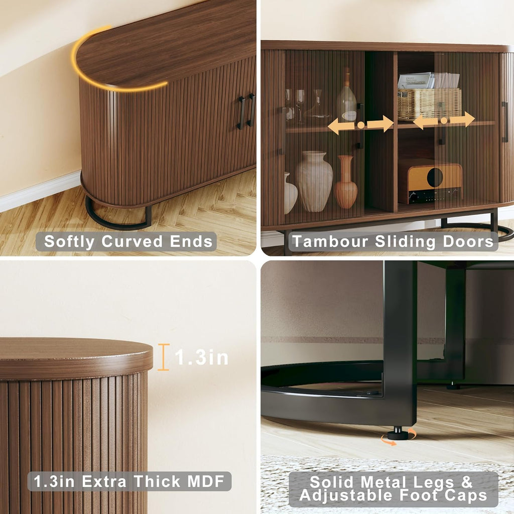 Sideboard Buffet Cabinet with Storage, 54.3" Storage Cabinet with Sliding Door & Adjustable Shelf