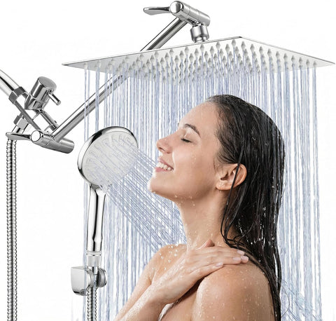 Shower Head, 8 Inch High Pressure Rainfall Shower Head/Handheld Shower Combo with 11 Inch Extension Arm