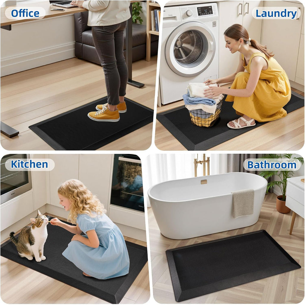Extra Thick Anti Fatigue Mat Floor, 20x48, Black | 9/10 Inch Thick, Cushioned Standing Desk Mat, Memory Foam