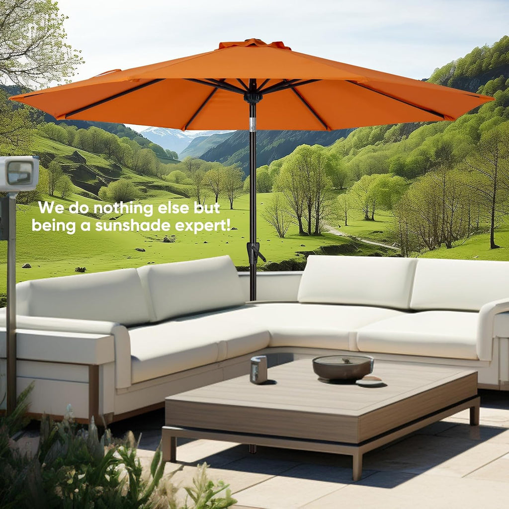 Patio Market Outdoor Table Umbrella with Push Button Tilt and Crank - Brick