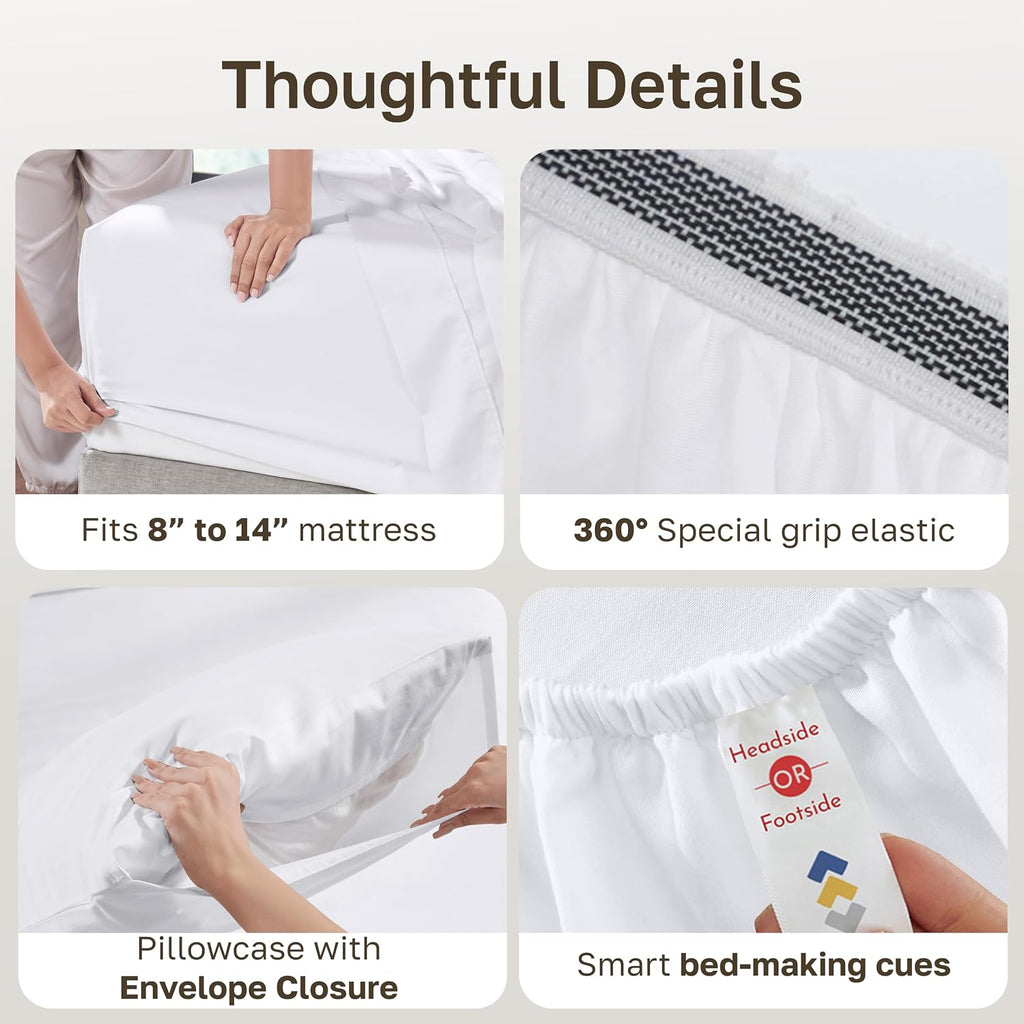 100% Organic Cotton California King Sheet Sets, White