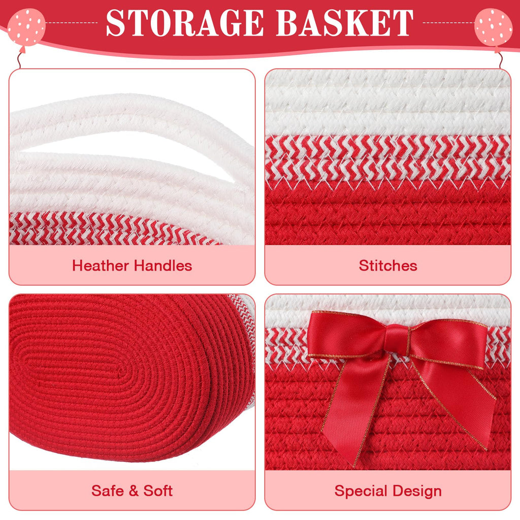 Woven Christmas Gift Basket Empty, Red White