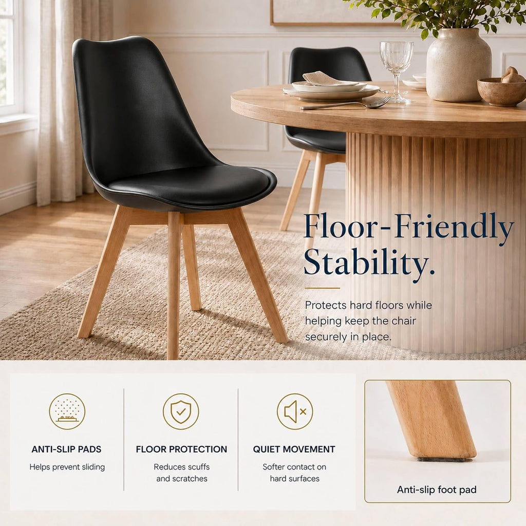 Dining Chairs Set of 4, Modern Upholstered Dining Room Chairs with PU Leather Padded Seat, Armless Kitchen Chairs