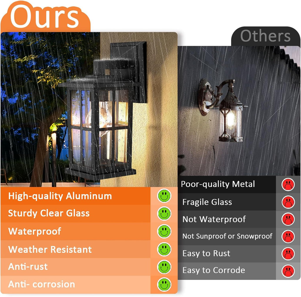 2-Pack Outdoor Light Fixtures Wall Mount, Waterproof Exterior Wall Lanterns Porch Lights