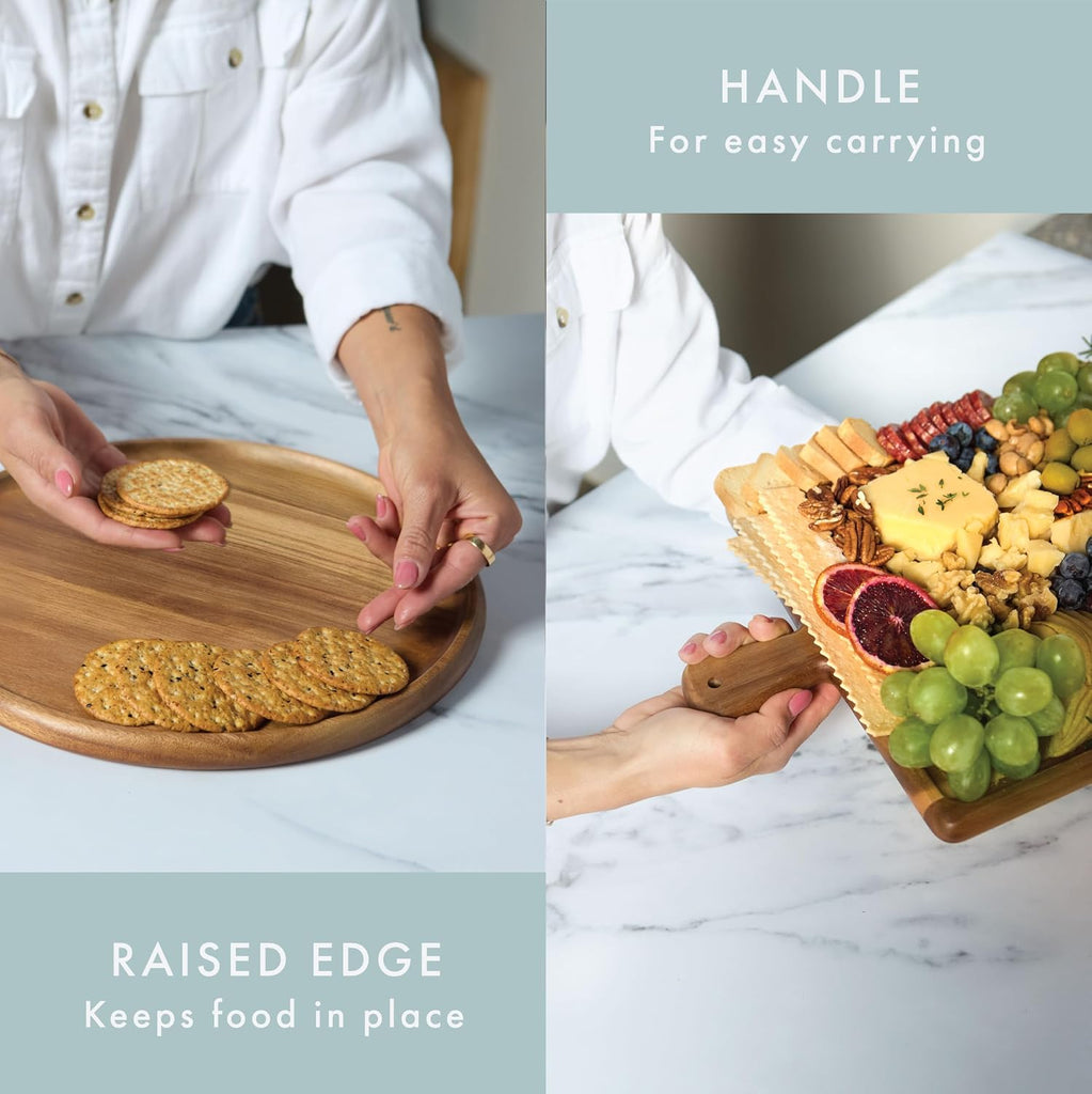 Charcuterie Board Set - Acacia Cheese Board Serving Tray with Accessories - House Warming Gifts for New Home, Bridal