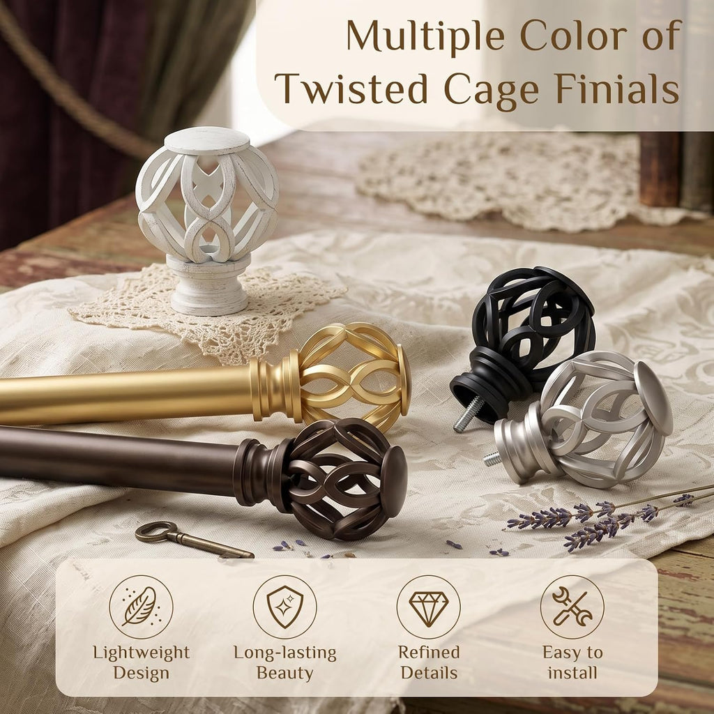 Bronze Decorative Farmhouse Curtain Rods:18-45 Inch Adjustable Heavy Duty Single Window Curtain Rod Living