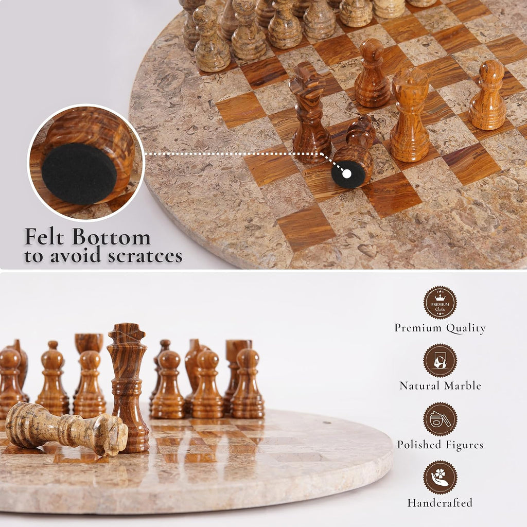 Marble Chess Set with Complementary Storage Box & Extra Queens, 15 Inch Coral & Red Handmade Chess Board Game