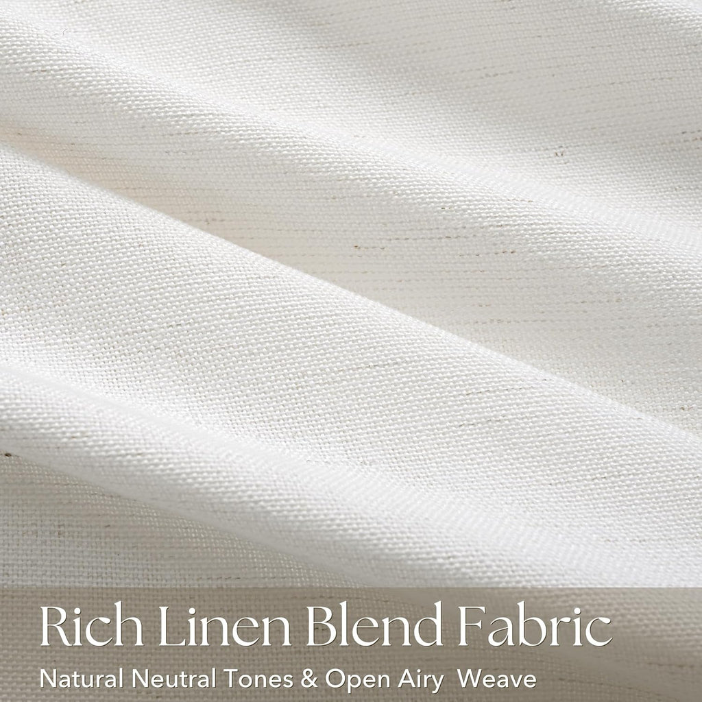 Memory Trained Pinch Pleated Linen Curtains with Hooks Living Room 2 Panels