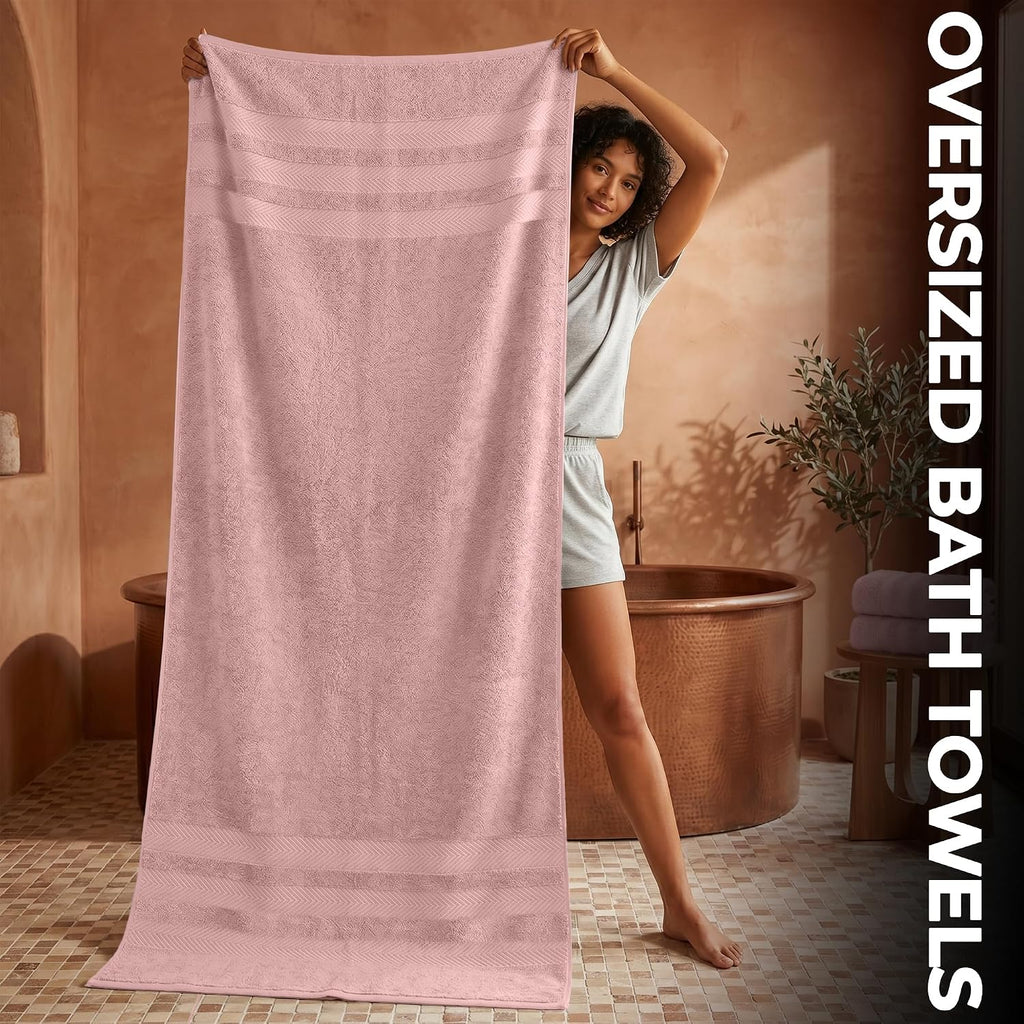 Pack of 2 Extra Large Bath Sheets 35 x 70 Inches, 100% Ring Spun Cotton, Hotel Quality, Oversized Bath Towels, Super