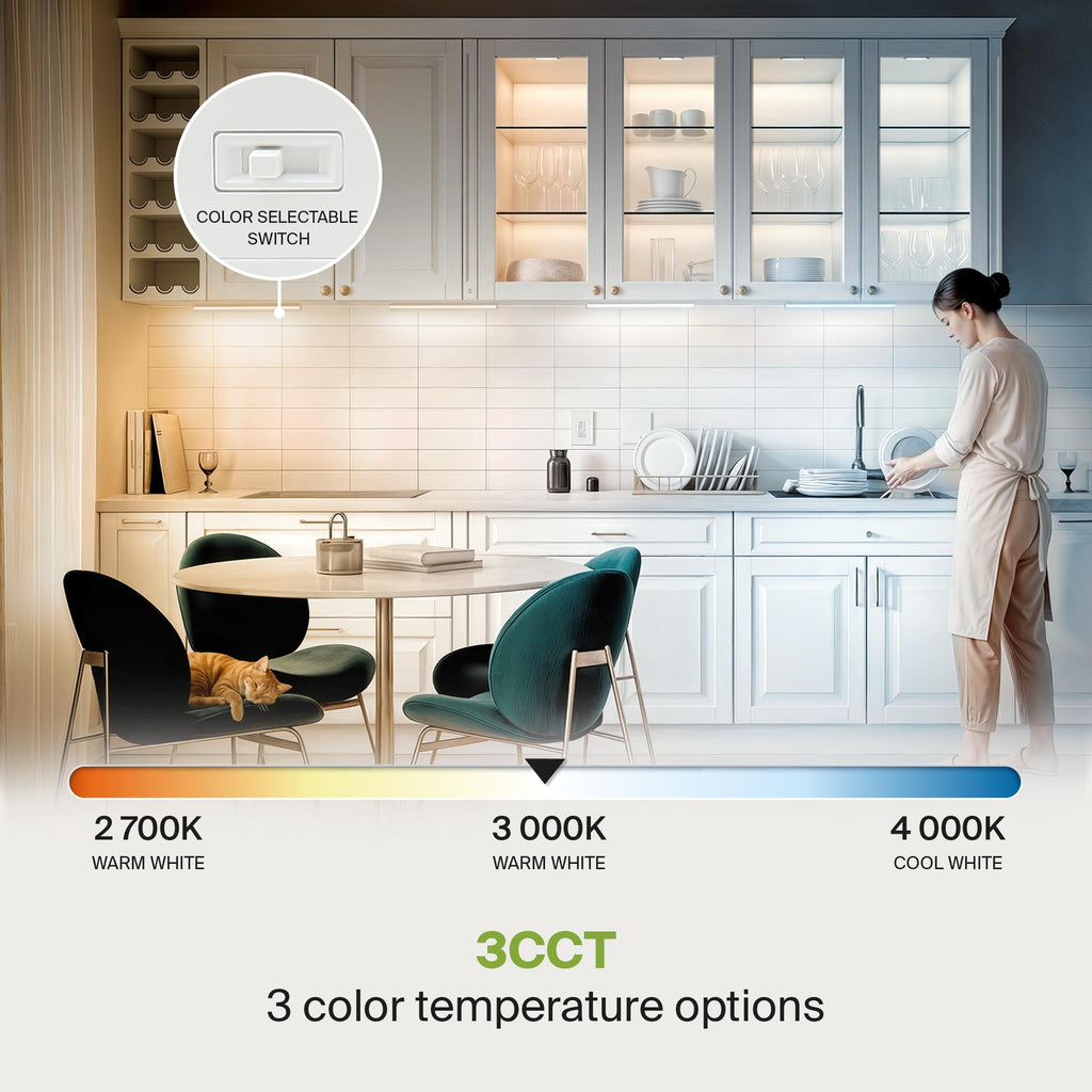LED Under Cabinet Lighting, 24 Inch 12W, Plug in or Hardwired