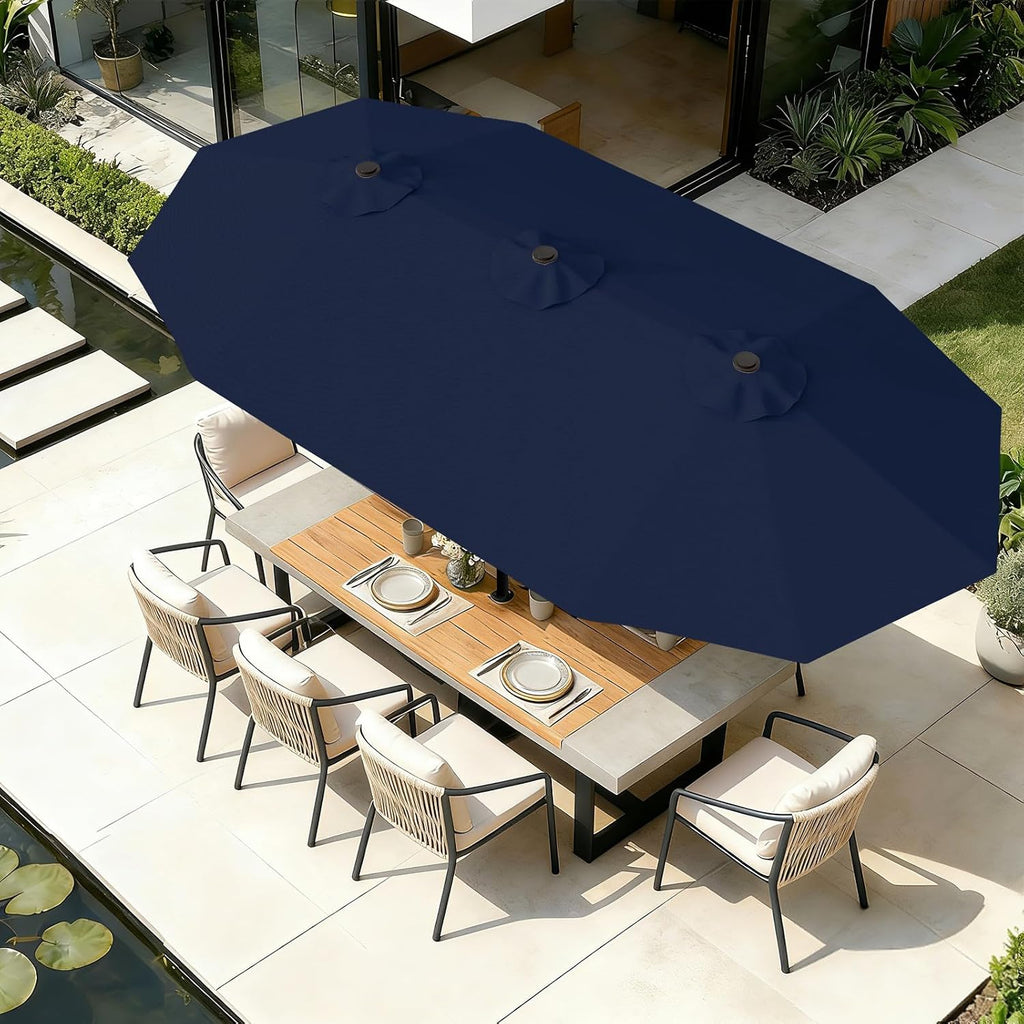 15FT Outdoor Patio Umbrella with Crank, Large Rectangular Market Umbrella
