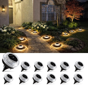 Solar Driveway Lights 12 Pack, Solar Walkway Lights Outdoor IP67 Waterproof, Solar Ground Lights Lighting for Yard