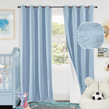 Baby Blue Linen Blackout Curtains - 52x84 Inch 2 Panels
