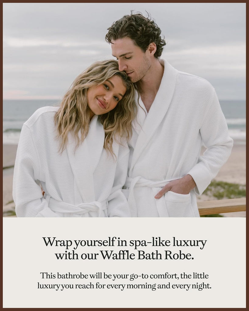 Waffle Bath Robe, Lightweight Spa Robe with Pockets | 40% Viscose from Bamboo Blend