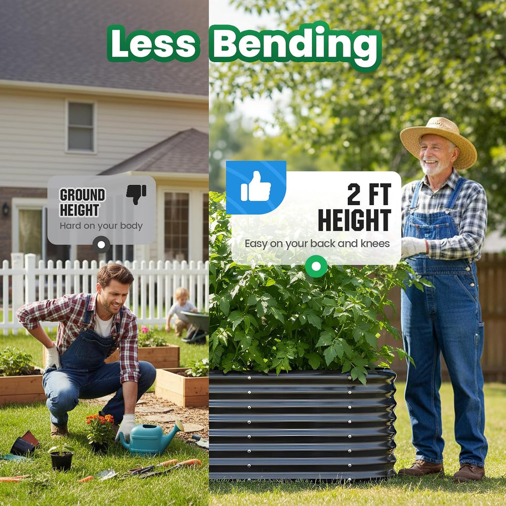 Galvanized Oval Raised Garden Bed Kit, 8x4x2 ft