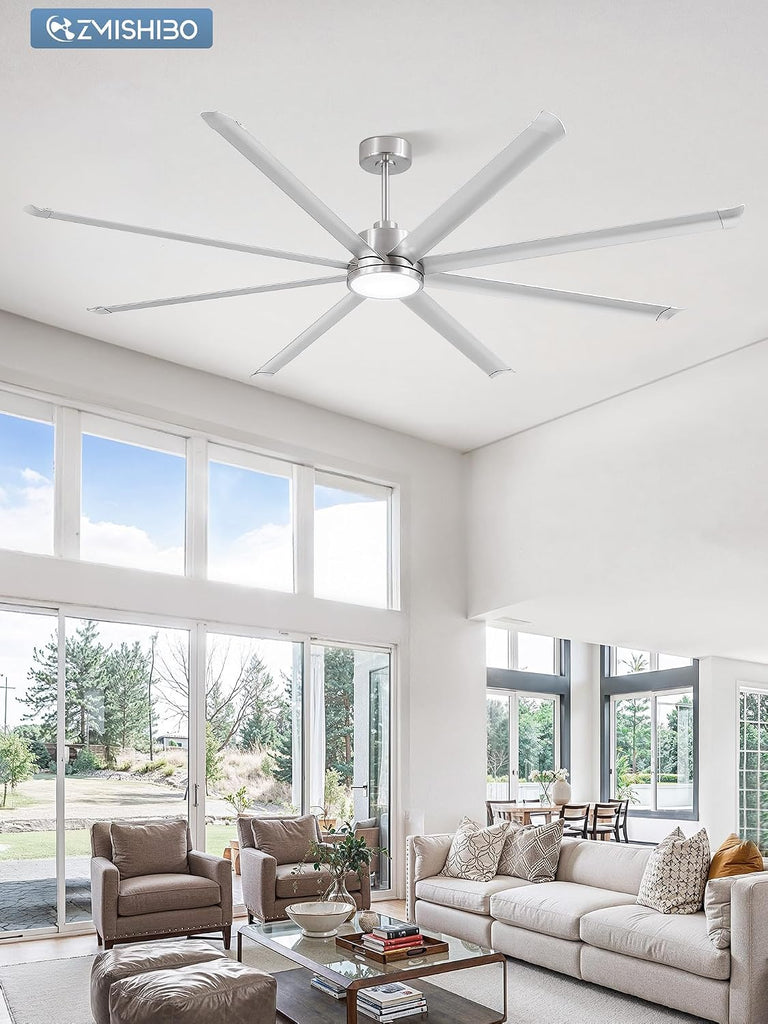 96" Ceiling Fan with LED Light and Remote - Nickel