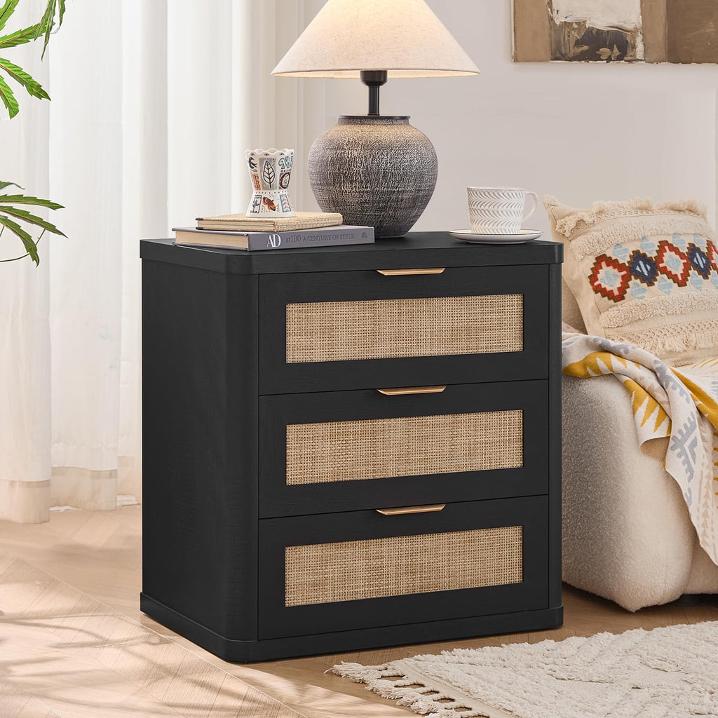 Rattan 23" Nightstands Set of 2 with Drawers