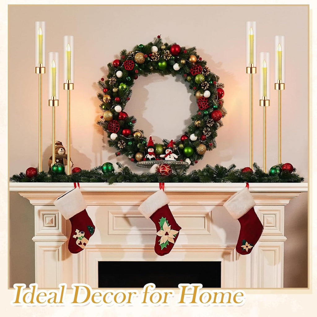 4 Set 3 Arm Candelabra Centerpiece 33.8 Inch Candle Holder Gold Candelabra Metal Floor Pillar Candlesticks for Tables