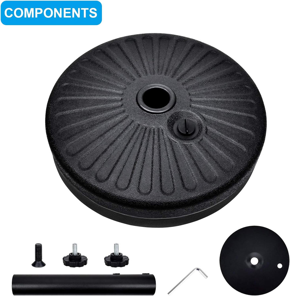 20" Heavy Duty Patio Market Umbrella Base Stand with Steel Holder Water Filled Round