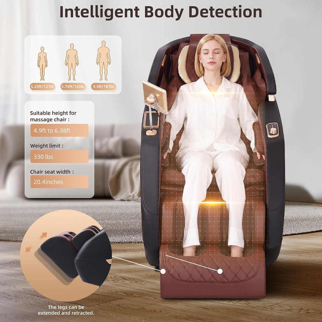 Massage Chair Full Body, 4D Zero Gravity Shiatsu Recliner with Heat, Body Scan, Deep Yoga Stretch, 50" SL-Track