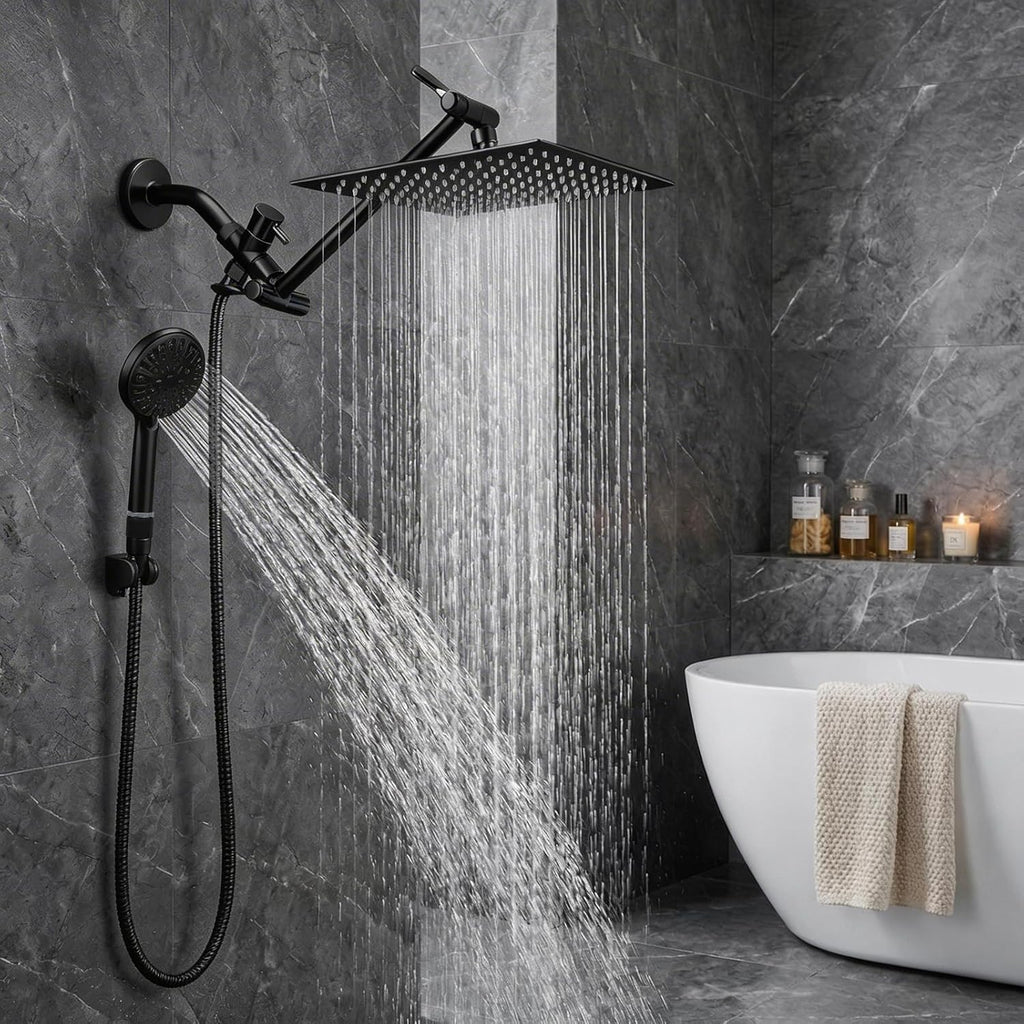 Shower Head, 8‘’ High Pressure Rainfall Shower Head/Handheld Shower Combo with 11'' Extension Arm