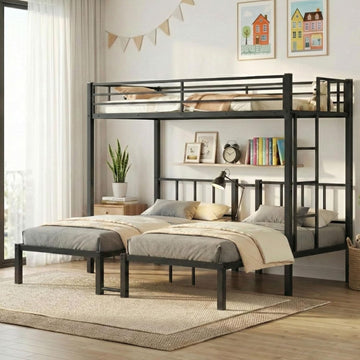 Heavy Duty Triple Bunk Bed for Kids, Twin Over Twin Over Twin Bunk Bed, Metal 3 Bed Bunk Beds for Teens and Adults