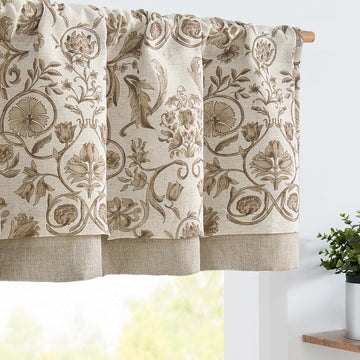 Linen Valance Kitchen Curtain for Windows Double Layer for Living Room Bedroom Window Treatment Light