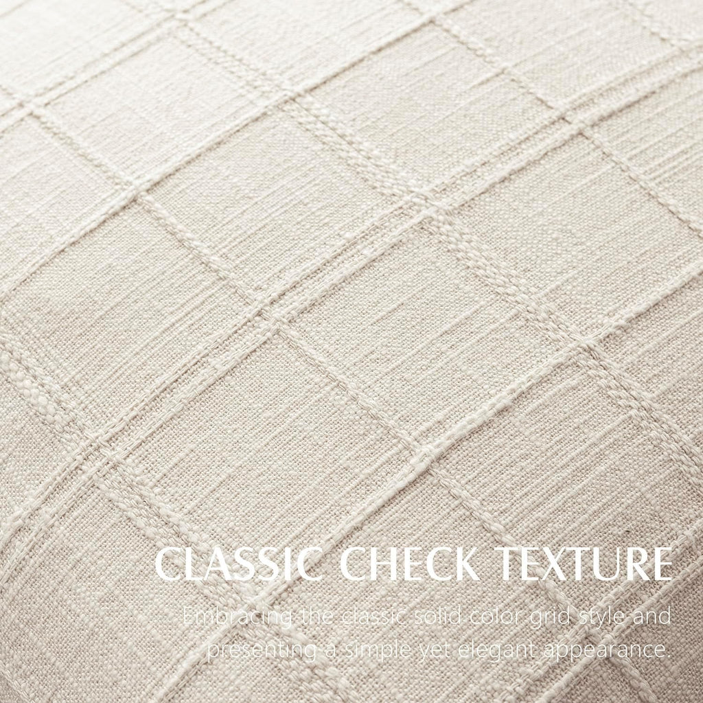 Set of 2 Decorative Linen Check Throw Pillow Covers Neutral Farmhouse Vintage Cushion Covers Modern Boho Home