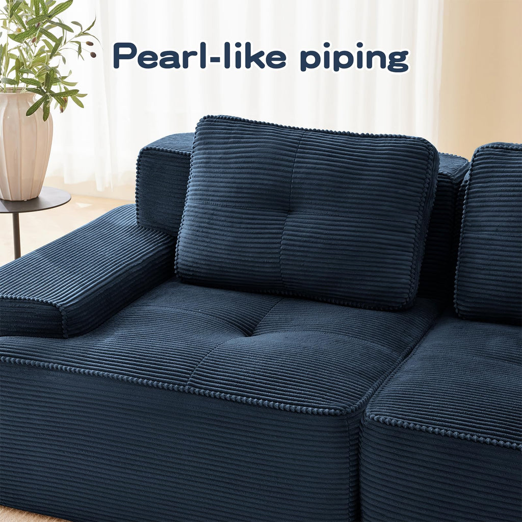 Compressed Boneless Corduroy Cloud Sectional Sofa Couches