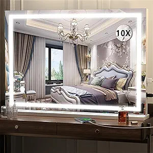 Vanity Mirror with Lights, 32" x 22" Led Makeup Mirror, Lighted Makeup Mirror with Dimmable 3 Modes, Touch Screen