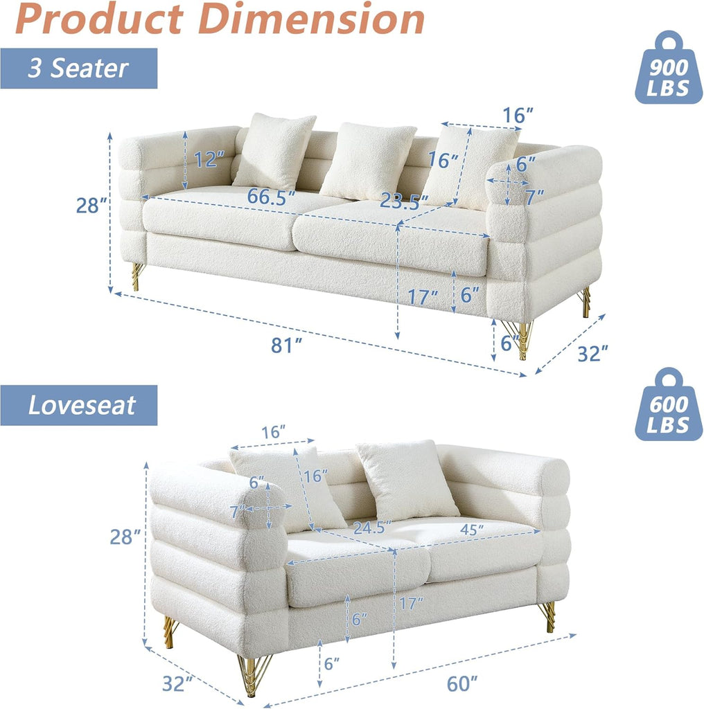 Luxury Teddy Sofa Set for Living Room, Modern Decor Furniture Sectional Sofa