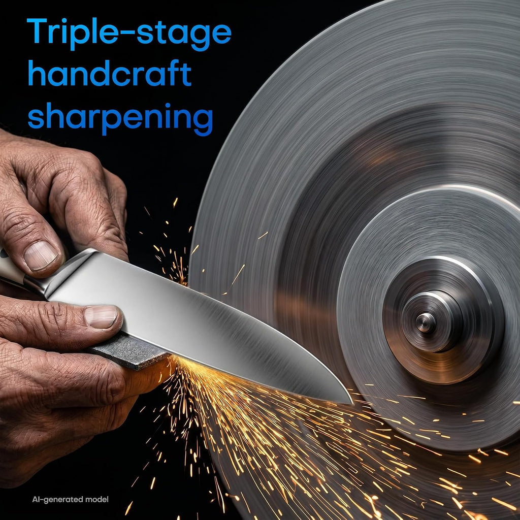 Chef Knife Set, High Carbon Stainless Steel Ultra Sharp Blade Ergonomic Handle, Kitchen Knife Block Set with Built-in