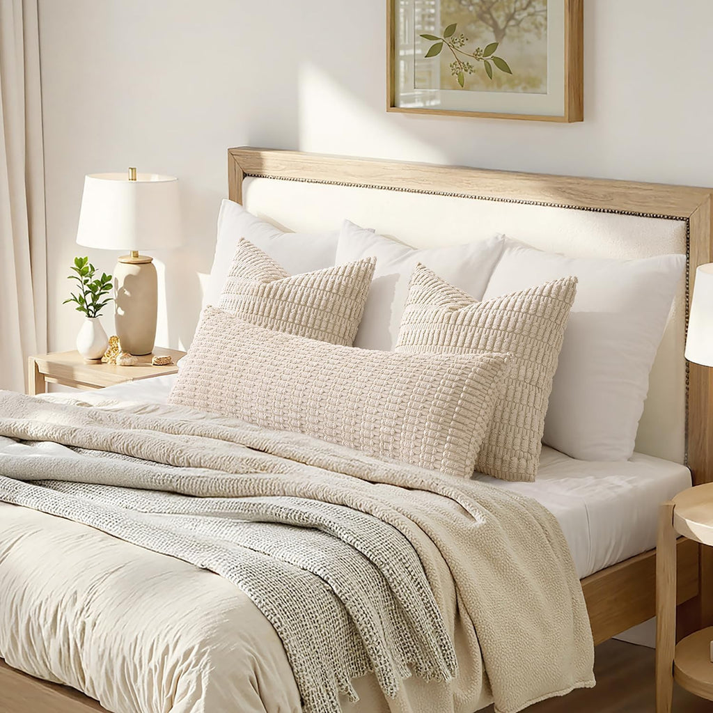 Pack of 1 Cream White Long Body Lumbar Decorative Throw Pillow Cover 14x36 Inch