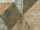 Abani Savoy Collection Area Rug - Green and Cream Geometric Design - 4'x6' - Easy to Clean - Durable for Kids and Pets