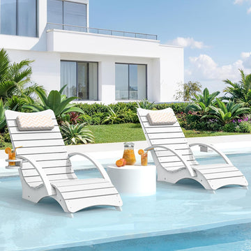 Pool Lounge Chairs Set of 2 with Armrest & Cupholder, 8-10 Shallow | HDPS Fade Resistant, Headrest, 330lbs Capacity