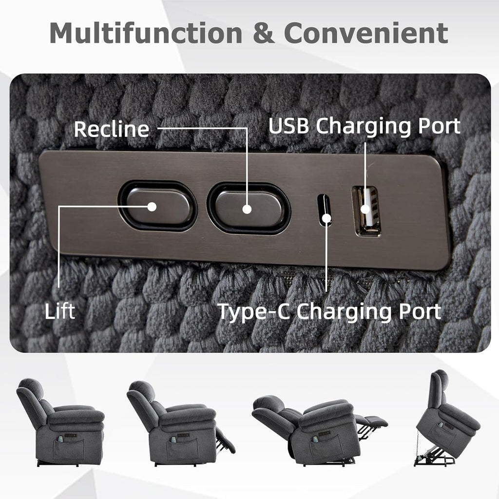 46" Wide Oversize Power Lift Recliner Chair, Extra Large Electric Lift Recliners for Elderly Big
