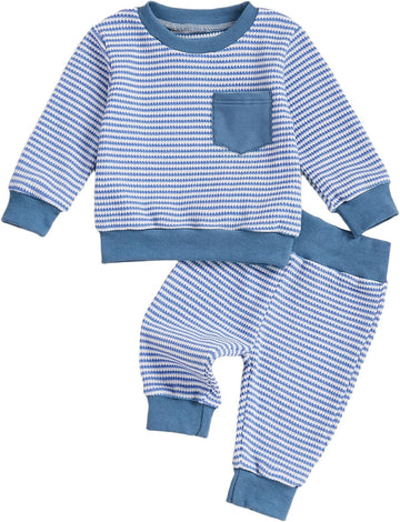 Baby Boy Fall Clothes Long Sleeve Toddler Boy Waffle Sweatshirt Pullover Tops Pants Infant Fall Winter Outfits