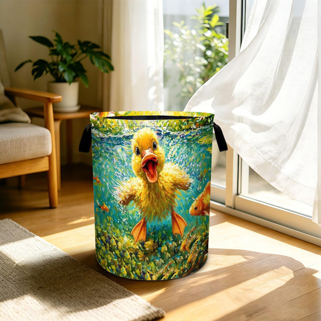 Duck Fish Laundry Basket Foldable Laundry Hamper With Handles Clothes Storage Bucket Organizer Laundry Bag Bathroom
