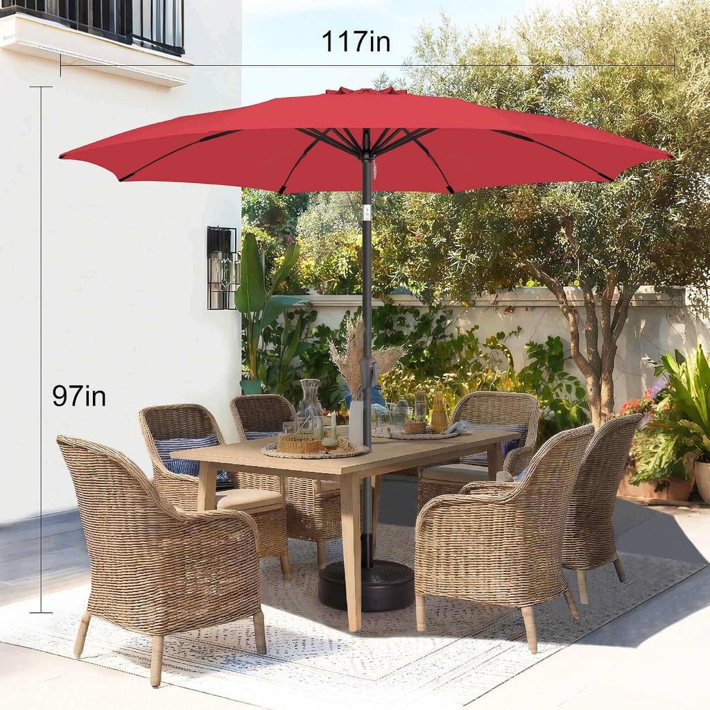 10ft Outdoor Patio Umbrella - Table Umbrella Waterproof UV Protection, Sombrillas de Patio with Push Button Tilt