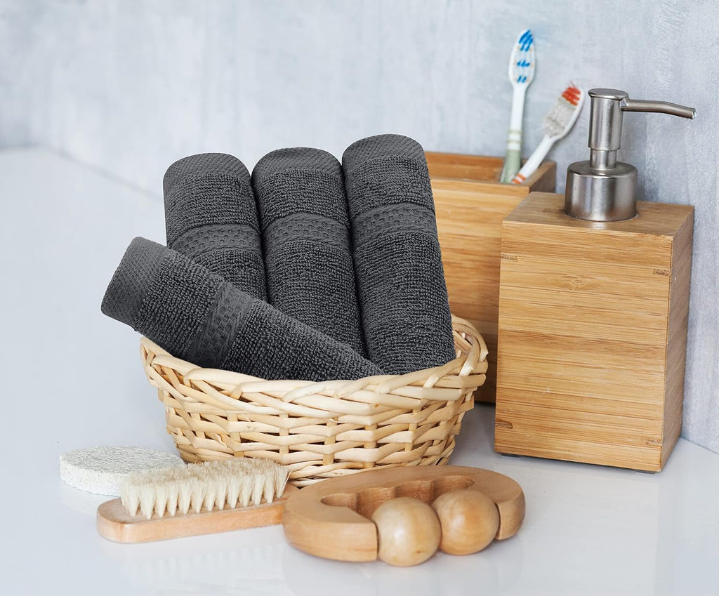 8 Piece Majestic Plush Luxury Towel Set, Cotton, Grey | Majestic Plush 100% Ring Spun Cotton Towels - Super