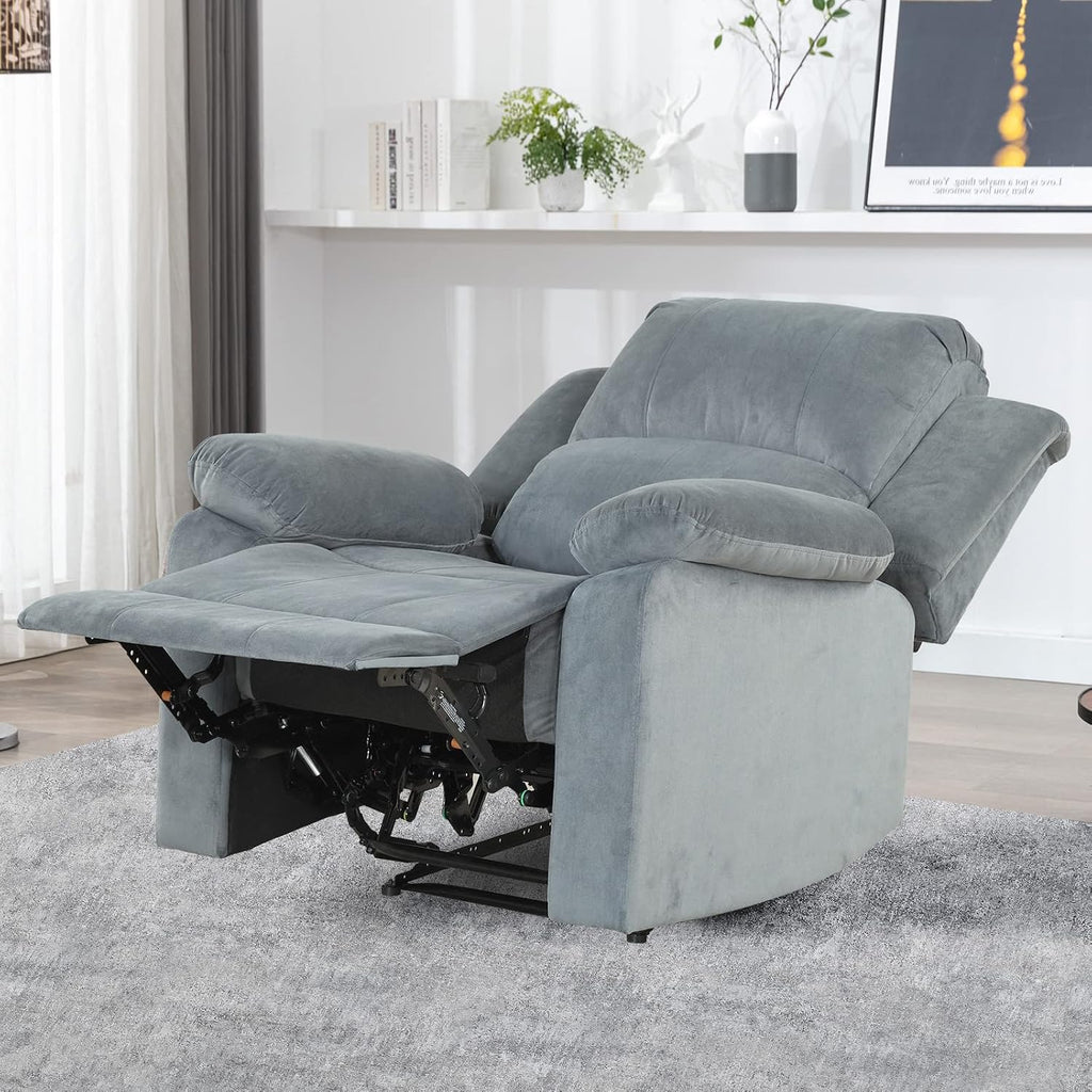 Manual Recliner Chair, Soft Fabric Overstuffed Recliner Single Sofa Chair , Heavy Duty and Safety Reclining Mechanism