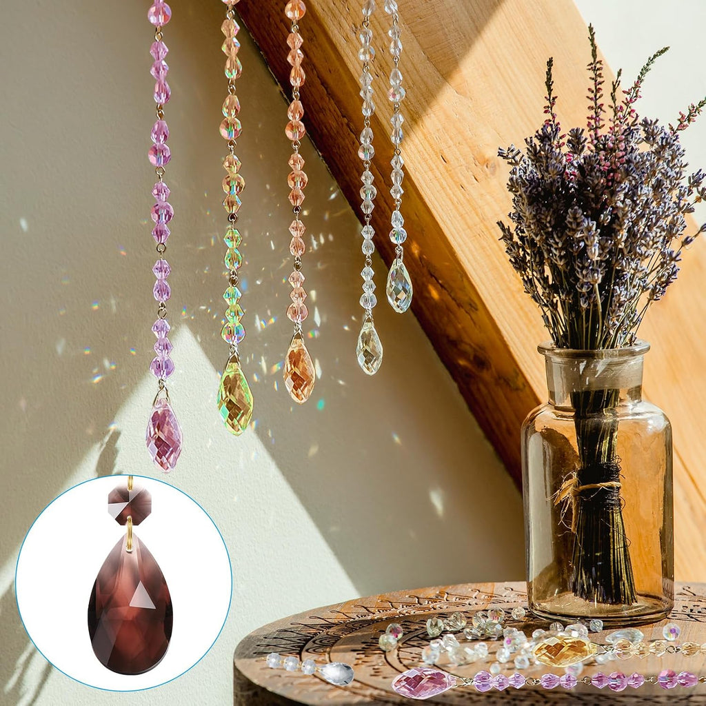 Teardrop Crystal Chandelier, 6 Pack 120mm Length Prisms Part Dark Brown