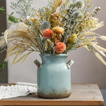 Ceramic Rustic Farmhouse Vase, Distressed Decorative Flower Vases
