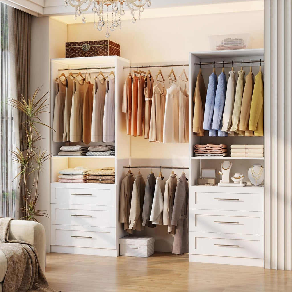 Modular Closet System with 12 Drawers, 8FT-21FT | Closet Organizer Storage System with 8 Extendable Hanging Rods 4