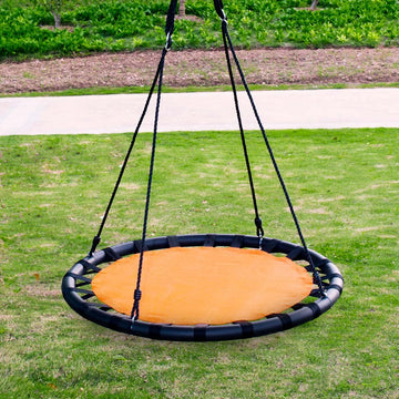 40" Tree Net Teslin Web Saucer Round Swing, Detachable 360 Degree Spin Swivel Hanging Hardware & Adjustable 71"