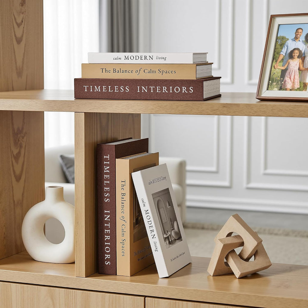 Decorative Books, Set of 3 Stackable Fake Book Storage Boxes, Brown | Modern Home Decoration with Hidden Storage Room