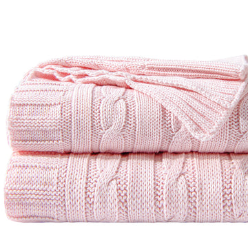 Cotton Oversized Cable Knit Throw Blanket, 60 x 80, Black
